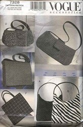 7328 6 VOGUE FALL or ANY SEASON HANDBAGS,  PURSES PATTERN